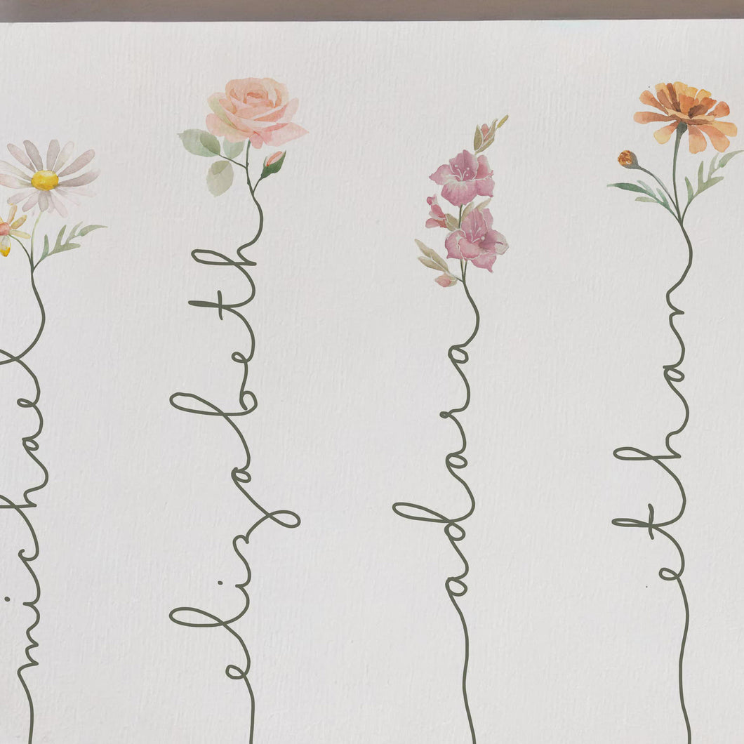 Birth Flower Tattoo with Name Design