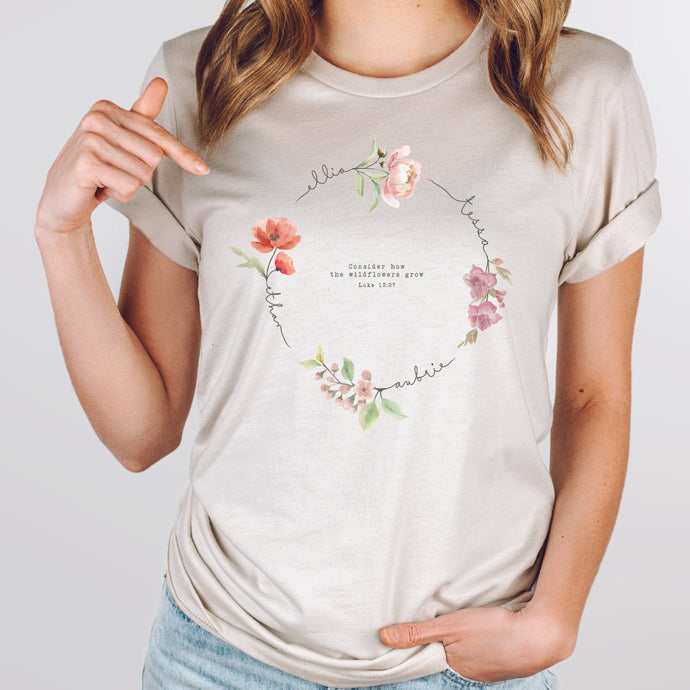 TSHIRT – Personalized Wild Flower Wreath
